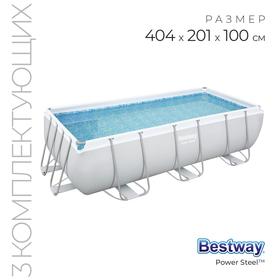 image for offer named Бассейн каркасный Power Steel, 404 х 201 х 100 см, песчаный фильтр-насос, лестница, 56442 Bestway
