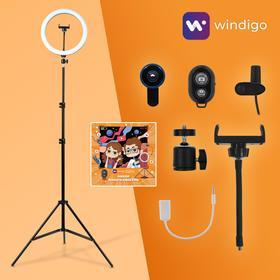 image for offer named Набор Юного Блогера Windigo KIDS CB-97, лампа на штативе, микрофон, пульт, линзы, переходник