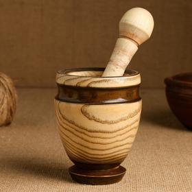 image for offer named Набор: ступка с пестиком, ясень , 13 см, МИКС