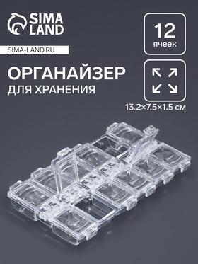 image for offer named Органайзер для хранения мелочей, 12 ячеек, 13.2×7.5×1.5 см, прозрачный