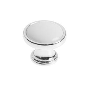 image for offer named Ручка-кнопка CAPPIO РК101, d=32 мм, пластик, цвет хром с белой вставкой