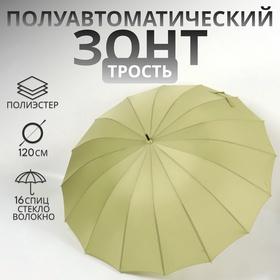 image for offer named Зонт - трость полуавтоматический «Пастель», 16 спиц, R=52/60 см, D = 104 см, зелёный