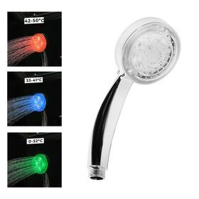image for offer named Лейка для душа ZEIN Z0015, с LED подсветкой, 3 цвета, пластик, цвет хром