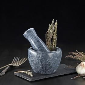 image for offer named Ступка с пестиком из камня Доляна «Мрамор», 10×8 см, цвет серый