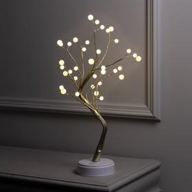 image for offer named Светодиодный куст «Жемчужины золотистые» 45 см, 36 LED, постоянное свечение, батарейки ААх3 (не в комплекте), USB, свечение тёплое белое