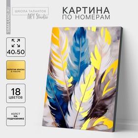 image for offer named Картина по номерам на холсте с подрамником с золотой краской «Перья», 40 х 50 см