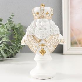 image for offer named Сувенир полистоун "Бюст. Король" белый с золотом 9х14х22,5 см