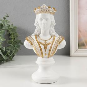 image for offer named Сувенир полистоун "Бюст. Королева" белый с золотом 9х12,5х22 см