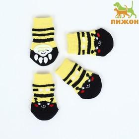 image for offer named Носки нескользящие "Пчёлка", размер S (2,5/3,5 * 6 см), набор 4 шт, жёлтые