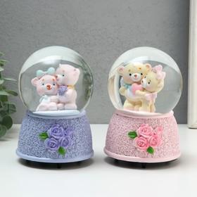 image for offer named Сувенир полистоун водяной шар музыка и крутится "Влюбленные мишки" МИКС 10,5х10,5х15,5 см