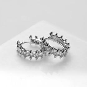 image for offer named Серьги-кольца «Искра» острые, цвет белый в серебре