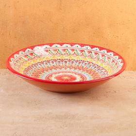 image for offer named Ляган Риштанская Керамика "Цветы", 33 см, красный