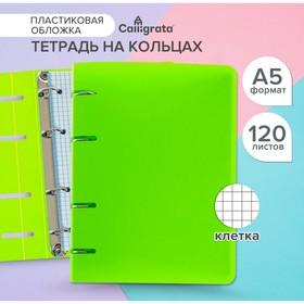 image for offer named Тетрадь на кольцах A5 120 листов в клетку Calligrata Салатовая, пластиковая обложка, блок офсет