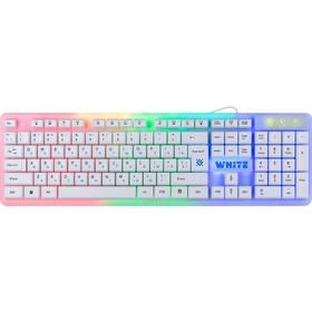image for offer named Клавиатура Defender Dark White GK-172, игровая, проводная, подсветка, 104 клавиши, USB, белая