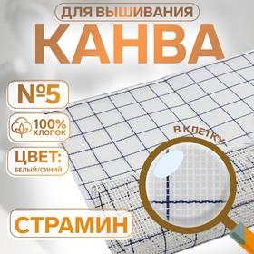 image for offer named Канва страмин для вышивания, в клетку, №5, 95 × 95 см, цвет белый/синий