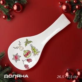 image for offer named Подставка для ложки новогодняя Доляна Sweet Treats, 26,5×11,5 см, керамика, белая